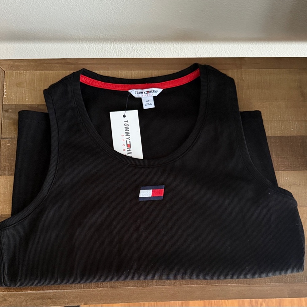 Tommy Hilfiger Black Tank Top with Red Accent
